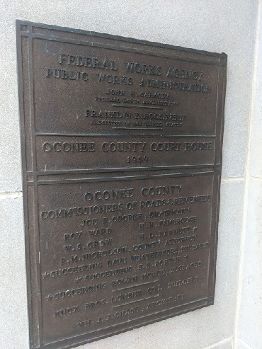 Oconee County historical plaque