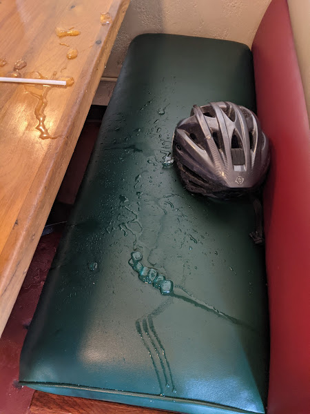 ice water shower at Yesterday's in Rutledge, part of the Bike Trips around Madison GA